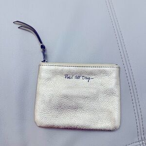 REBECCA MINKOFF Leather Keychain Coin‎ Purse Gold Minimalist Zip